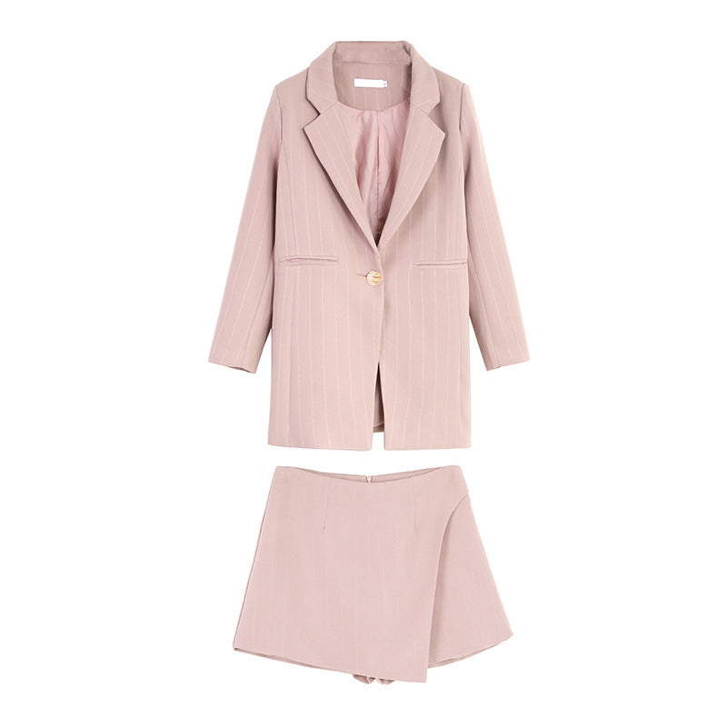 Boss Girl Button-up Coat with Skirt 2 Piece Set