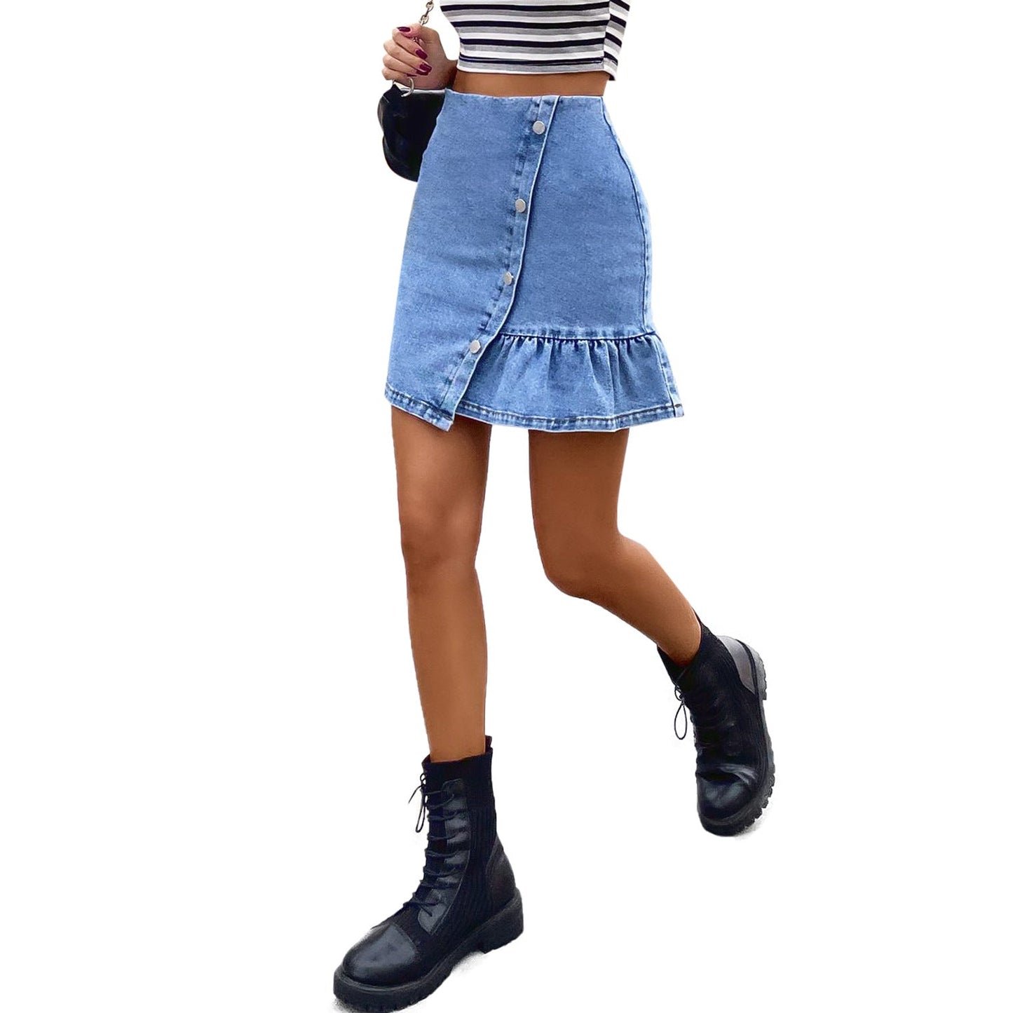 Crushin' on You Denim Mini Wrap Skirt