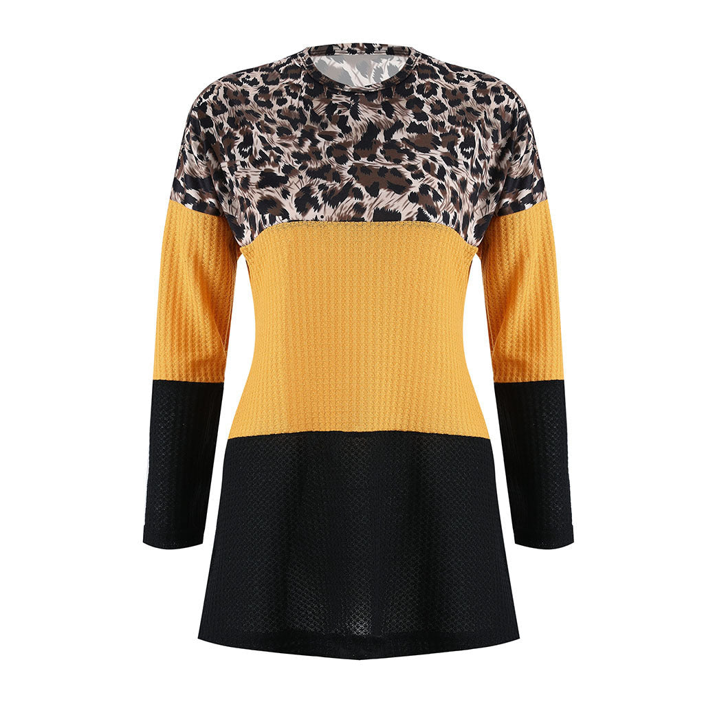 Leopard Print Casual Color Black Sweater