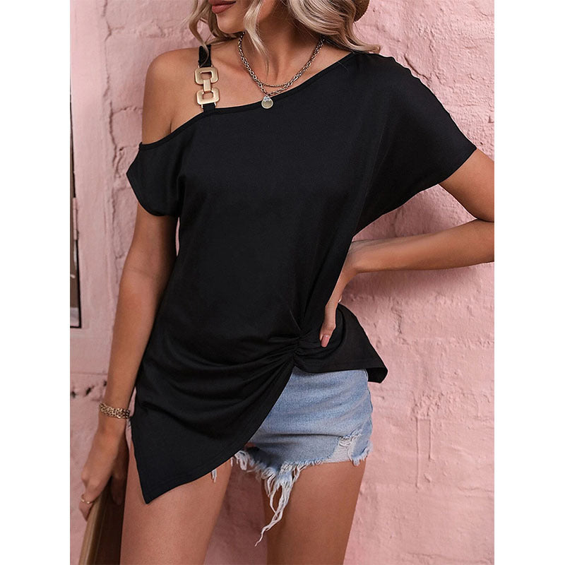 Summer Chic Off Shoulder Blouse with Irregular Design