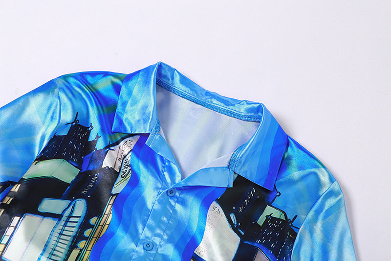 Silk Abstract Printing Shirt
