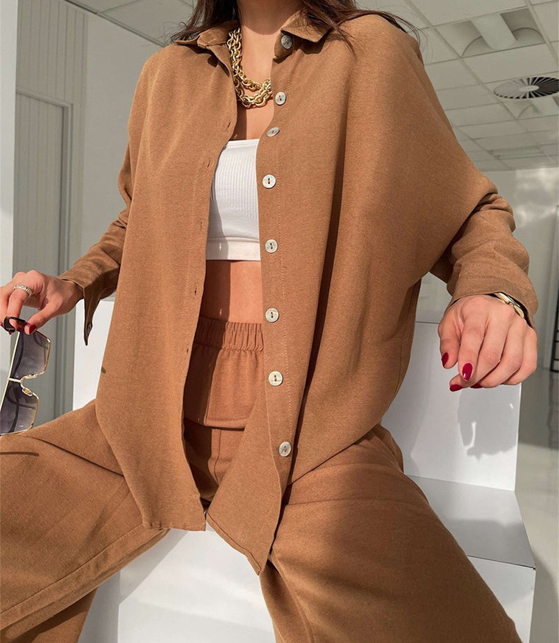 Button Down Shirt with Loose Pants 2 Piece Outfit
