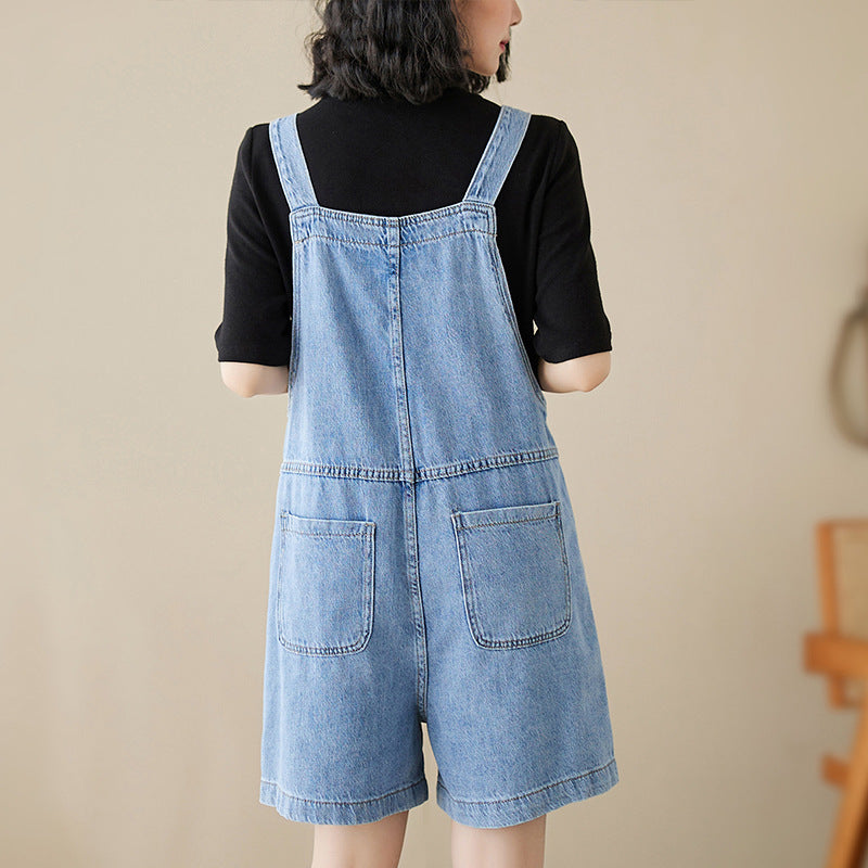 Cool Casual Front Pockets Denim Strap Overalls