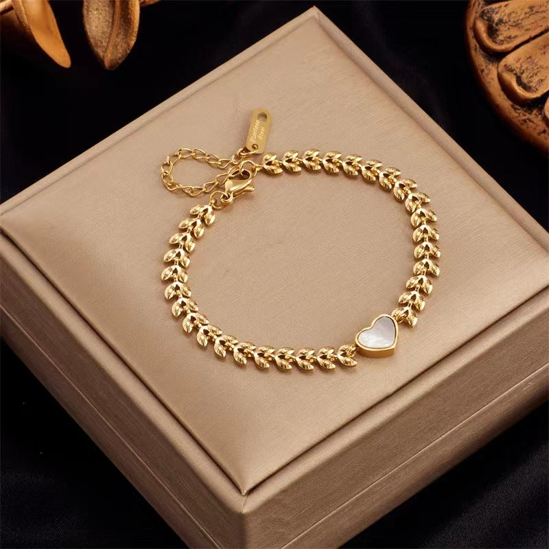 Gold Chain with Sea Shell Charm Gold Bracelet.