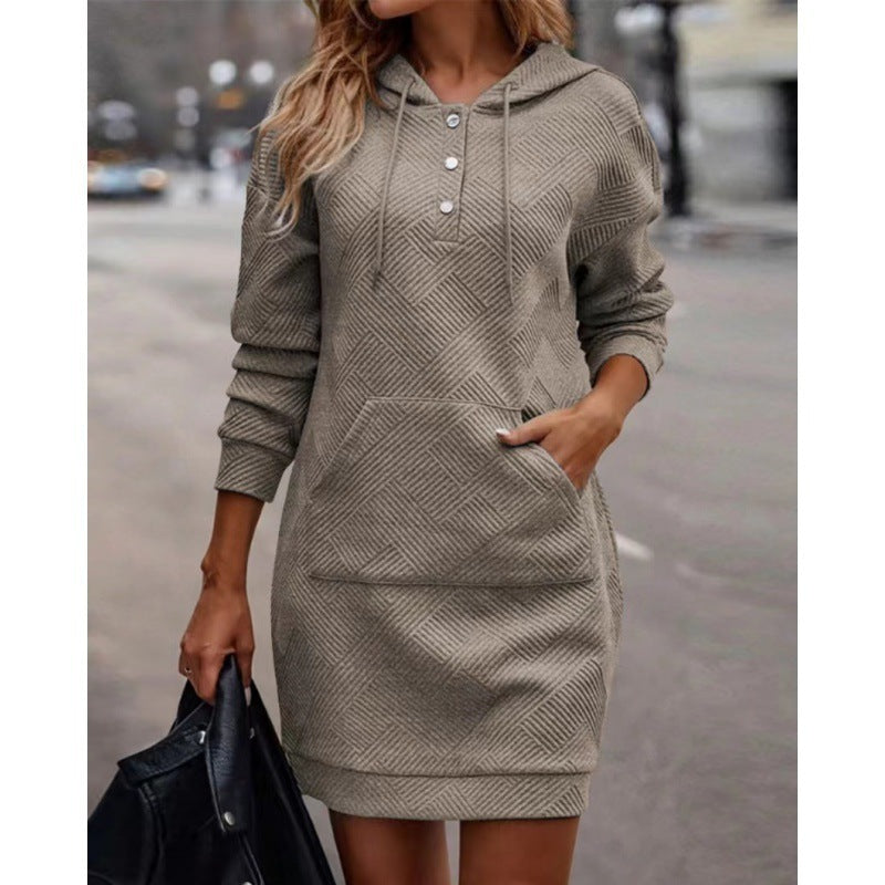 Hoodies Sweatshirt Dress With Pocket
