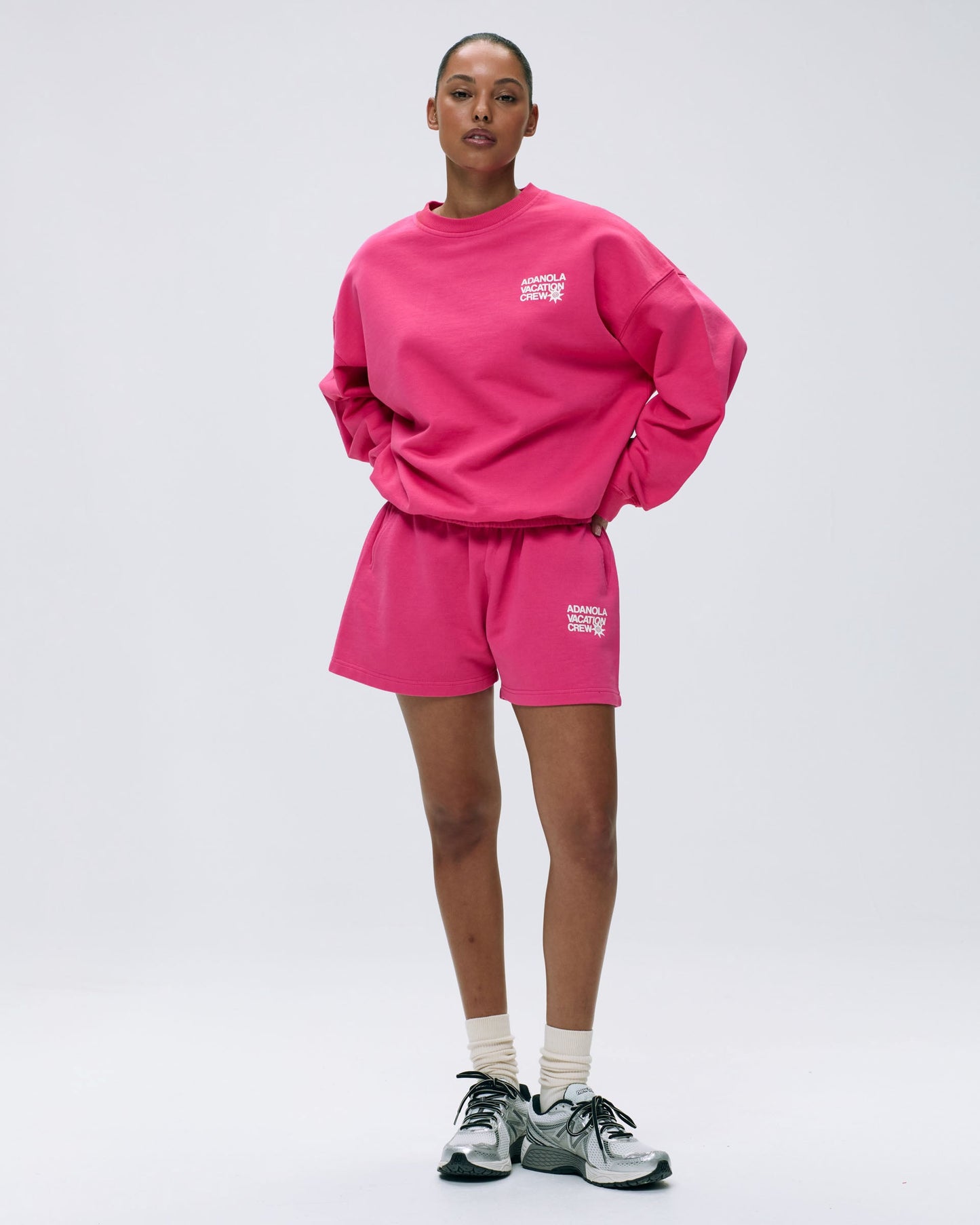 Vacation Oversized Sweatshirt - Hot Pink/Marshmallow White