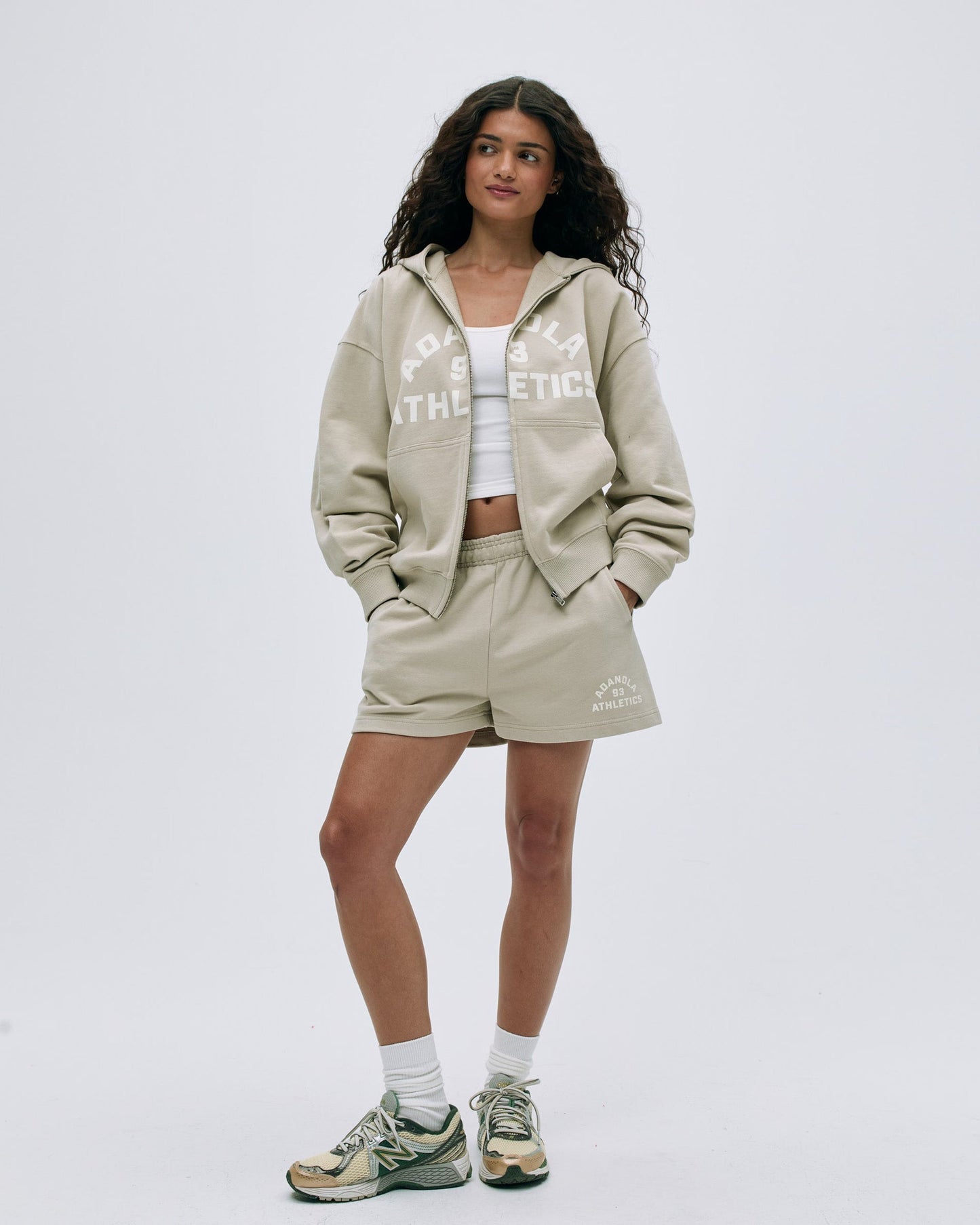 Campus Oversized Full Zip Hoodie - Stone