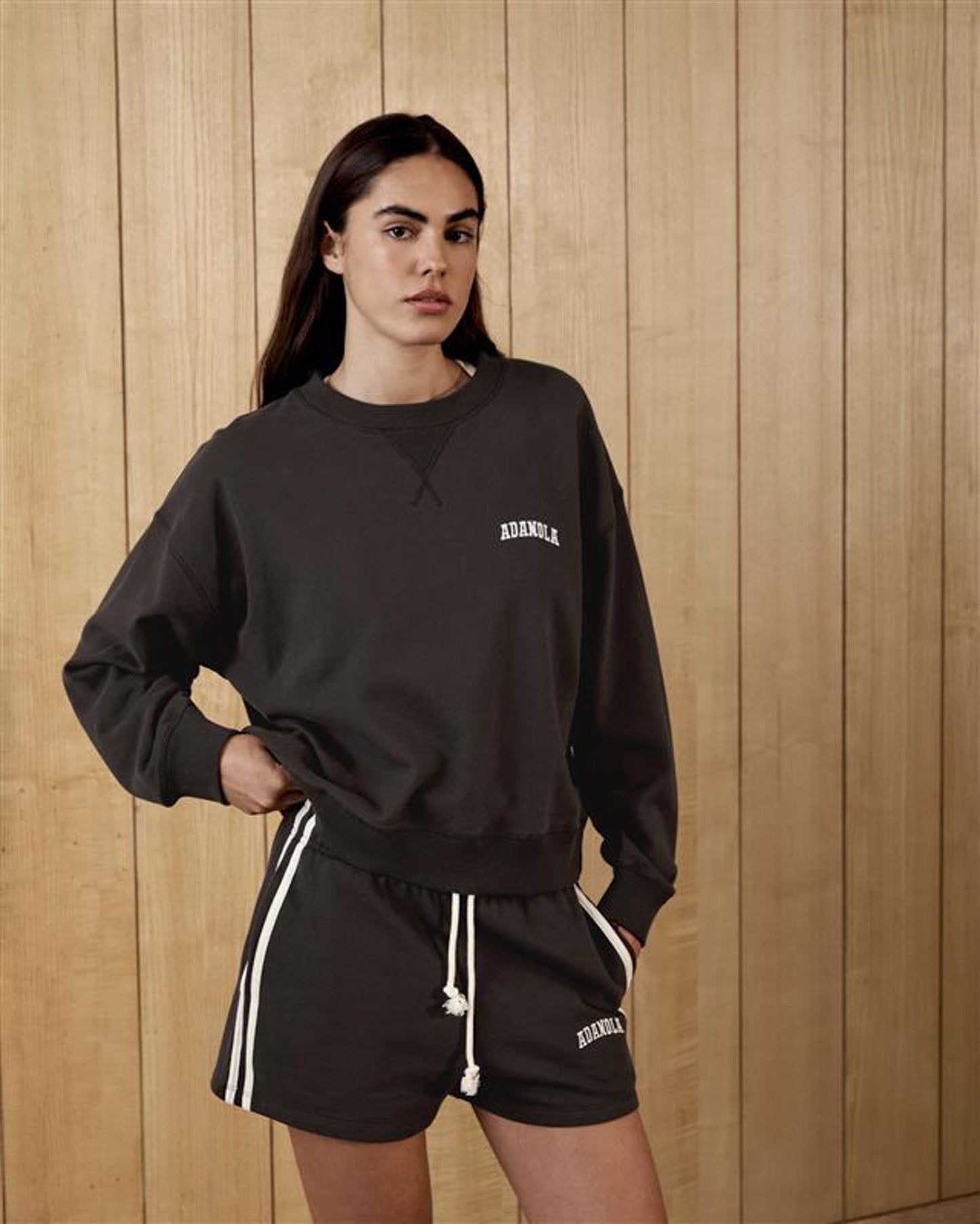 Varsity Loose Fit Sweatshirt - Coffee Bean/Marshmallow White