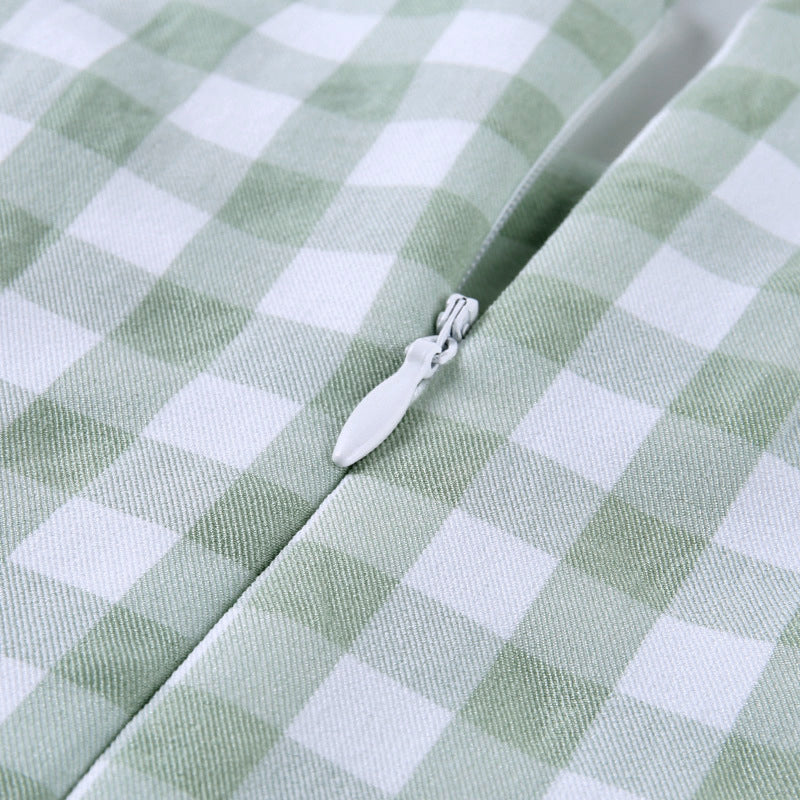 Square Neck Plaid Dress Square Neck Plaid Dress