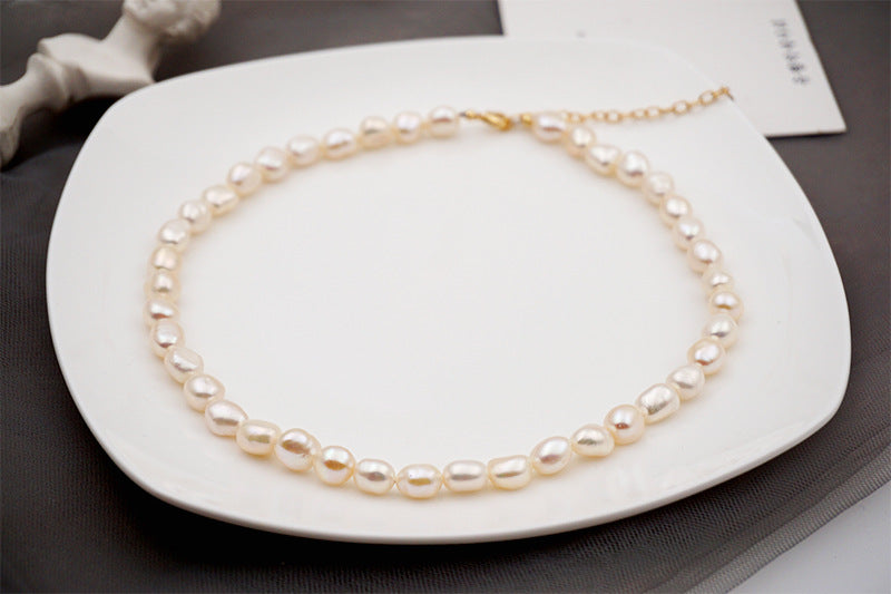 Freshwater Genuine Baroque Pearl Necklace Clavicle Chain. 2 Pearl Sizes.