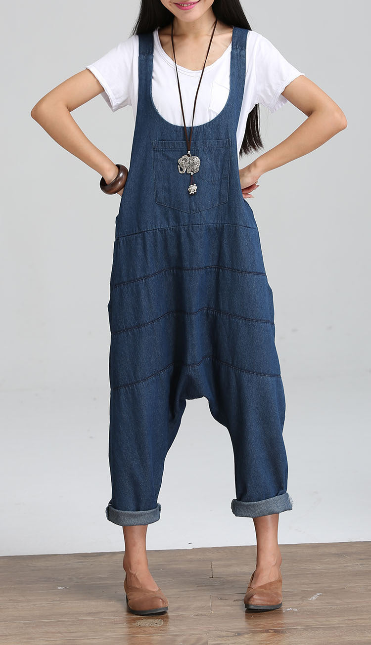 Loose Street Style Harem Pants Denim Overalls