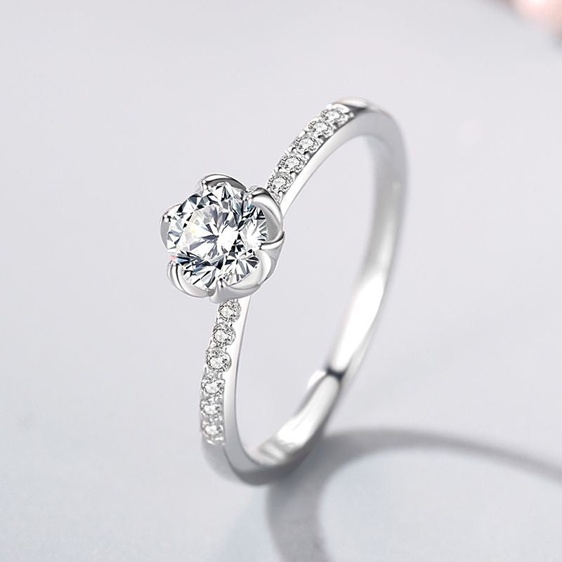 Brilliant Cut Sparkling CZ Diamond Ring 925 Sterling Silver.