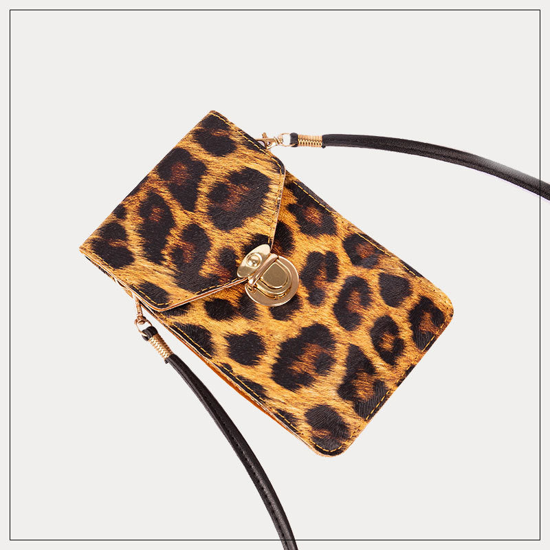 Retro Eco Leather Leopard Print Touch Screen Cross Body Bags