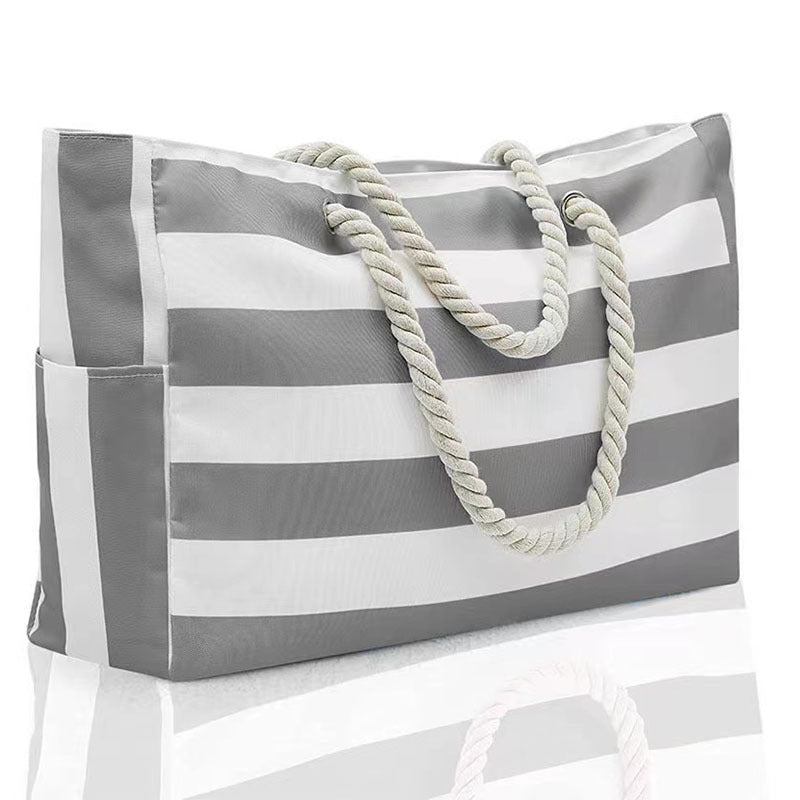 Canvas Striped Large Beach Traveling Bag