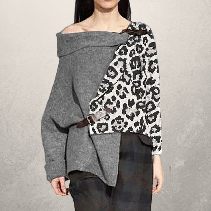 Extra Posed Colorblock Leopard Print Blouse