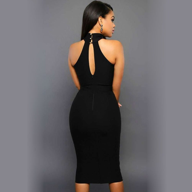 Black Sleeveless Party Slim Dress