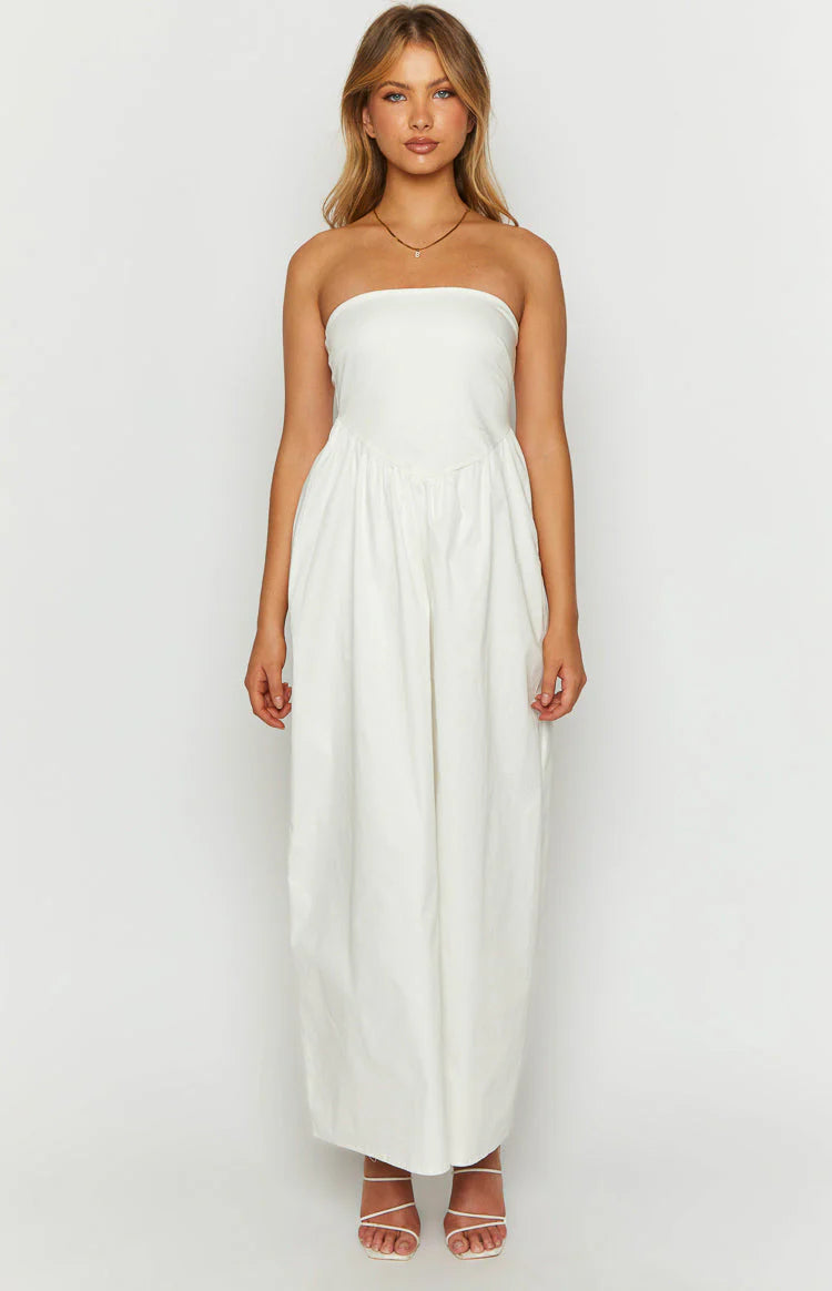 Jazlynn White Strapless Maxi Dress