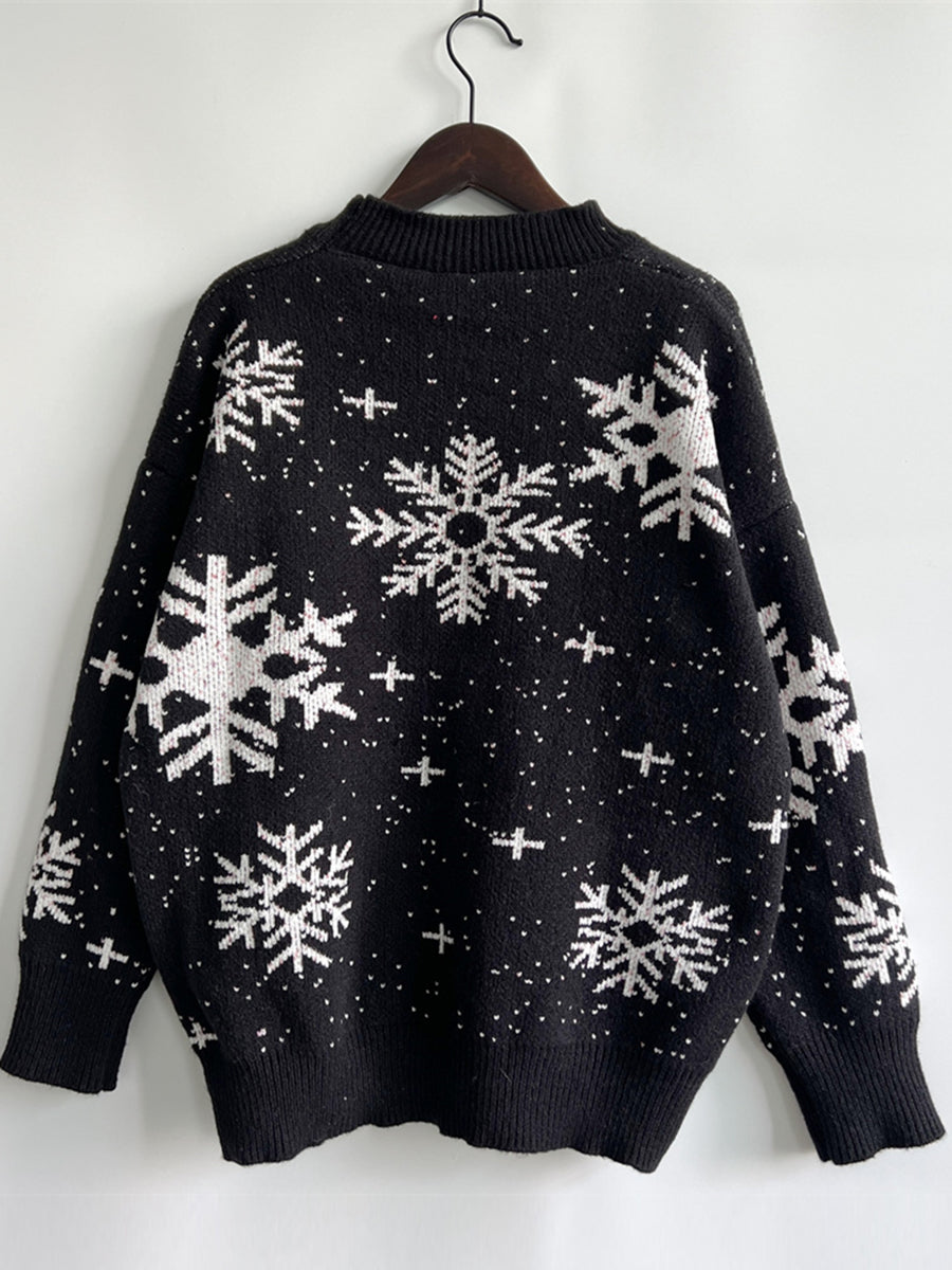 Chill with Me Snowflake Graphic Pattern Christmas Sweater