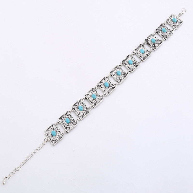 Vintage Silver Bohemian Turquoise Choker.