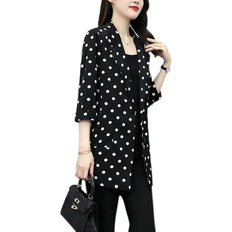 I Cherish You Polka Dot Longline Blazer Jacket