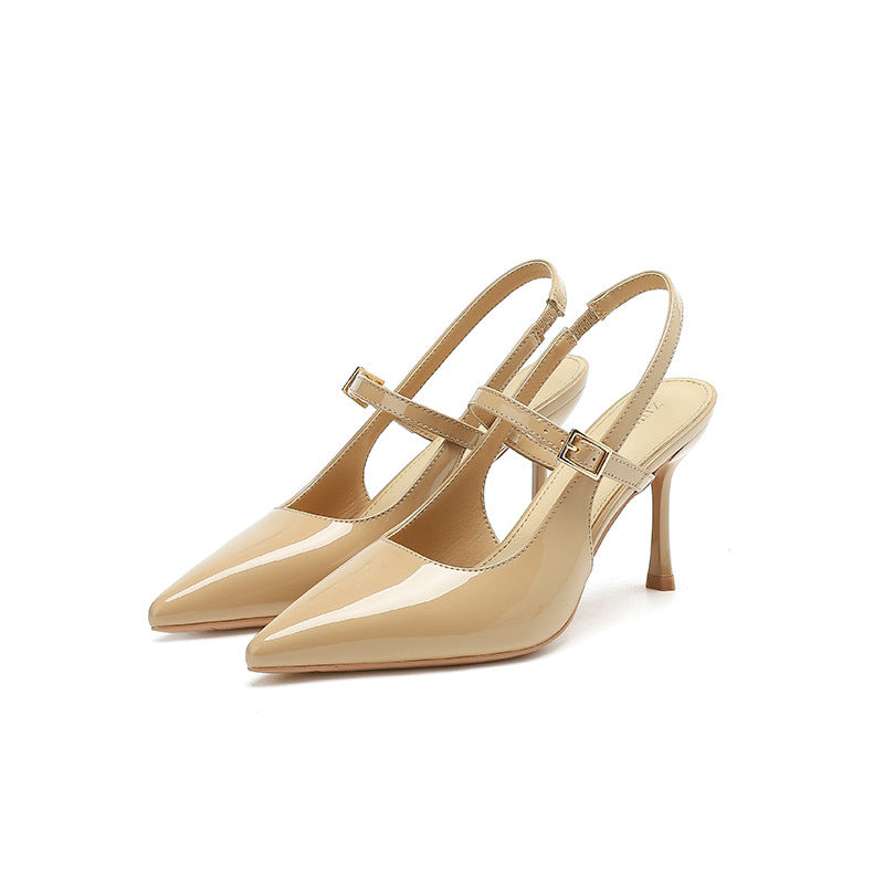 French Style High Heels Pointed Toe Pump Sandals