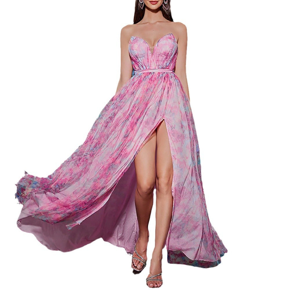Pink Princes Tube Top Sleeveless Maxi Dress