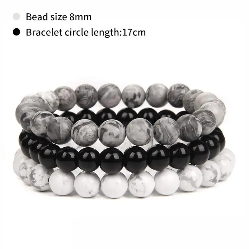8mm Natural Stone Bracelets - 3 Piece Sets.