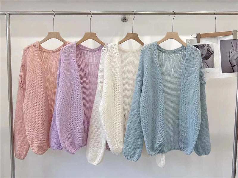 Sweet V-Neck Oversized Fashion Knitting Cardigans One Size