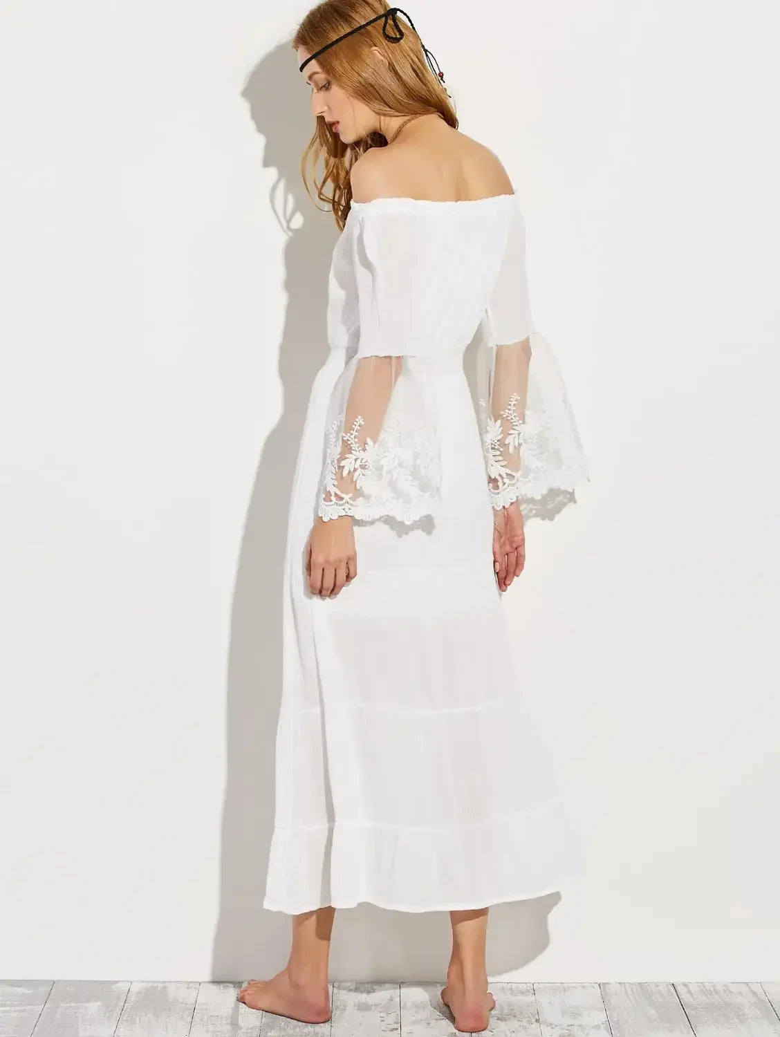 Boho White Elegant Off The Shoulder Beach Sundress