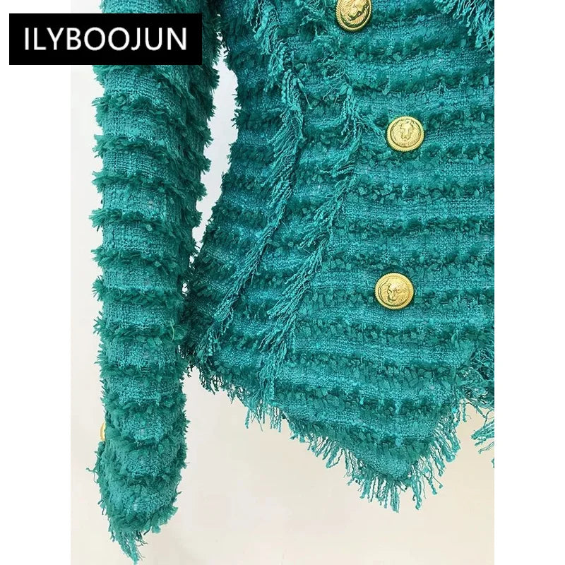 Good Day Thick Woven Double-Breasted Blazer