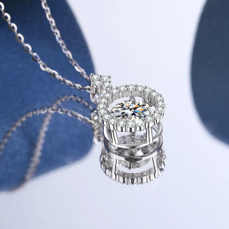 GRA Certified Moissanite Beating Heart Diamond Pendant, Necklace, Hoop Earrings Jewelry Set