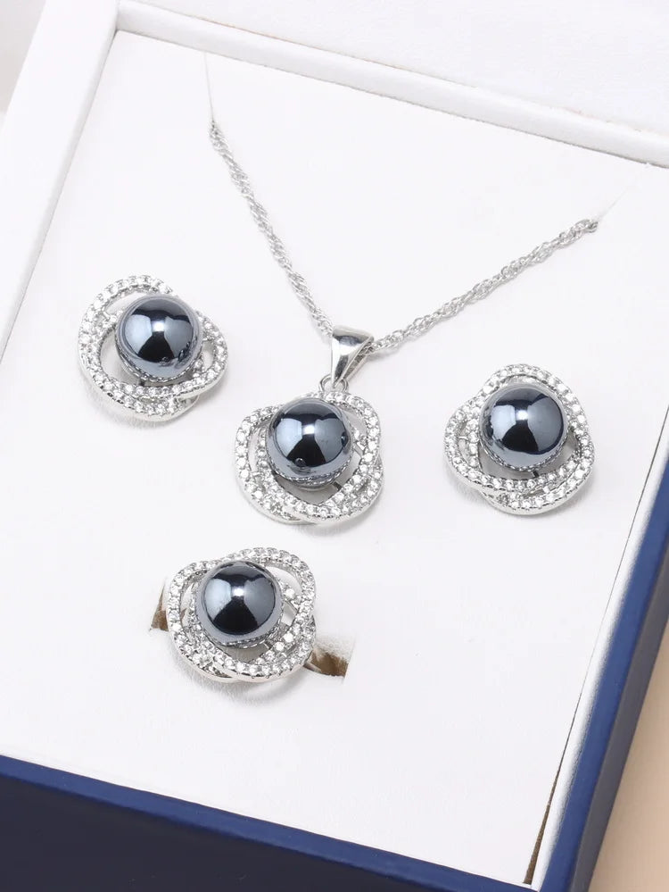 Real Freshwater Natural Pearl Jewelry Set - Necklace, Earring, Ring