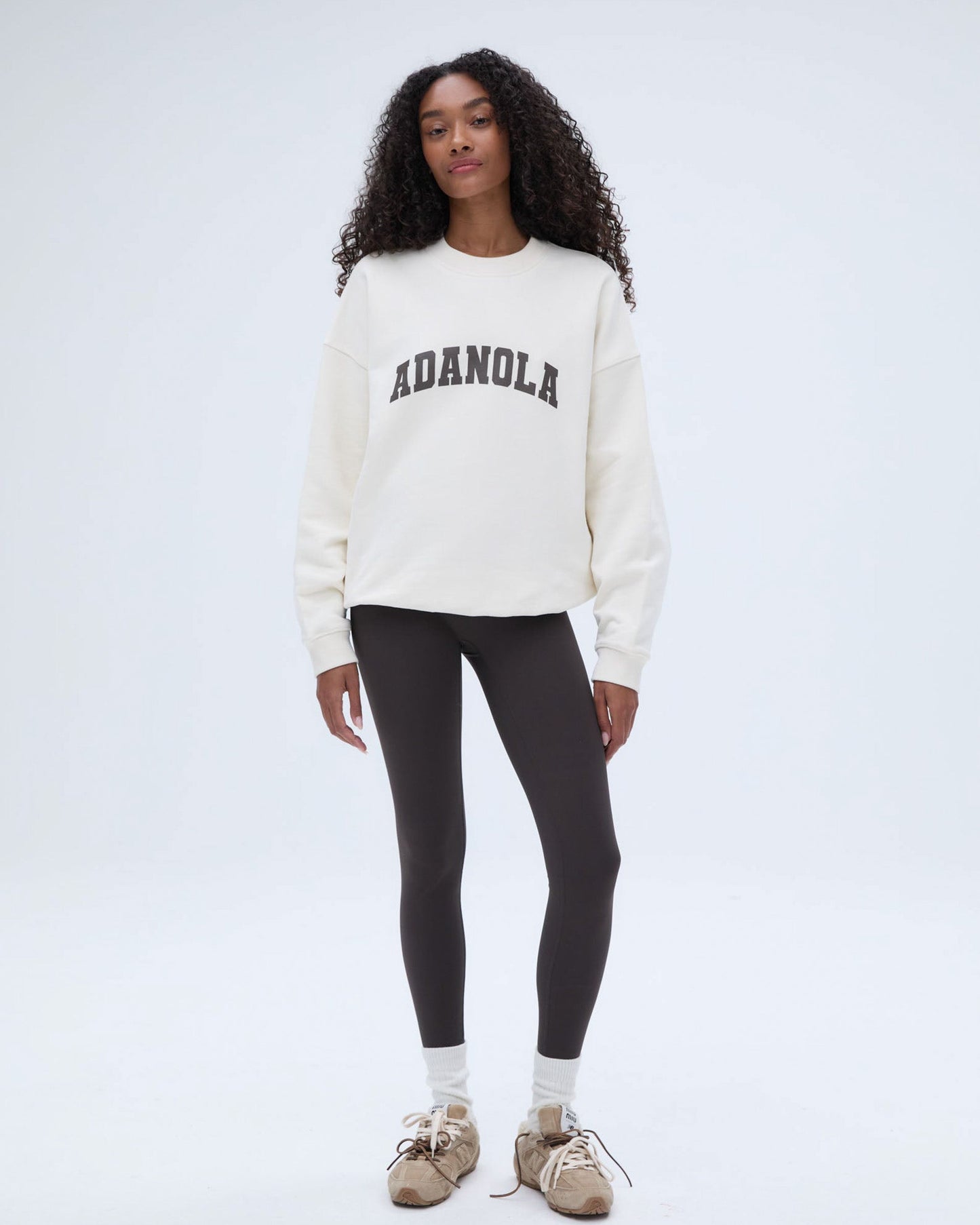 Varsity Oversized Sweatshirt - Marshmallow White/Coffee Bean