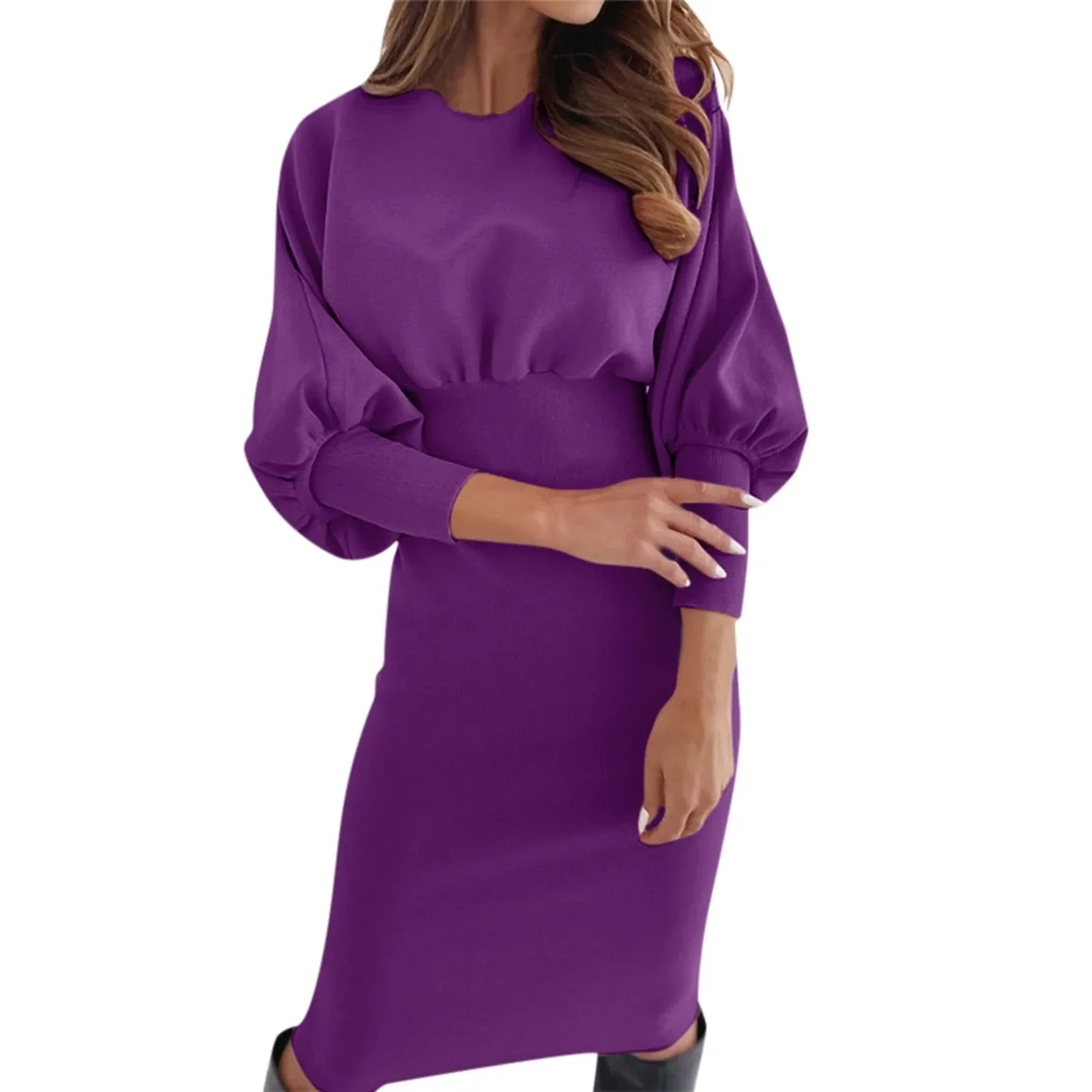 Warm Casual Long Sleeve Elegant Slimming Waist Dress