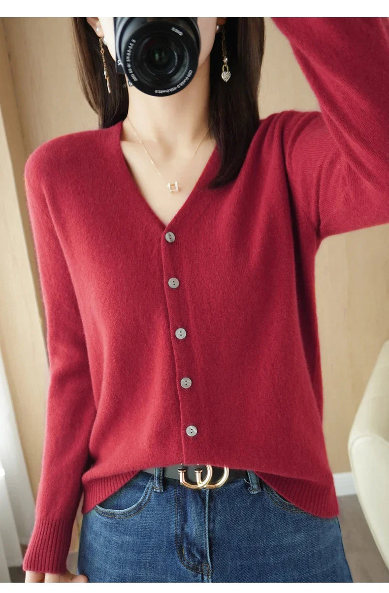 All Season 'New Look' V-Neck Single Breasted Button Cardigans with Long Sleeve