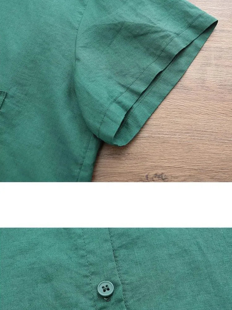 Vntage Style Loose Cotton Shirts & Plaid Pants 2 Piece Set