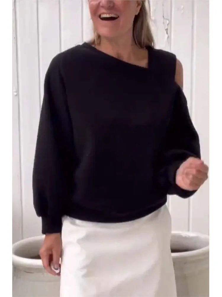Chic Look Off-shoulder Top Pullover Blouse with Long-sleeved