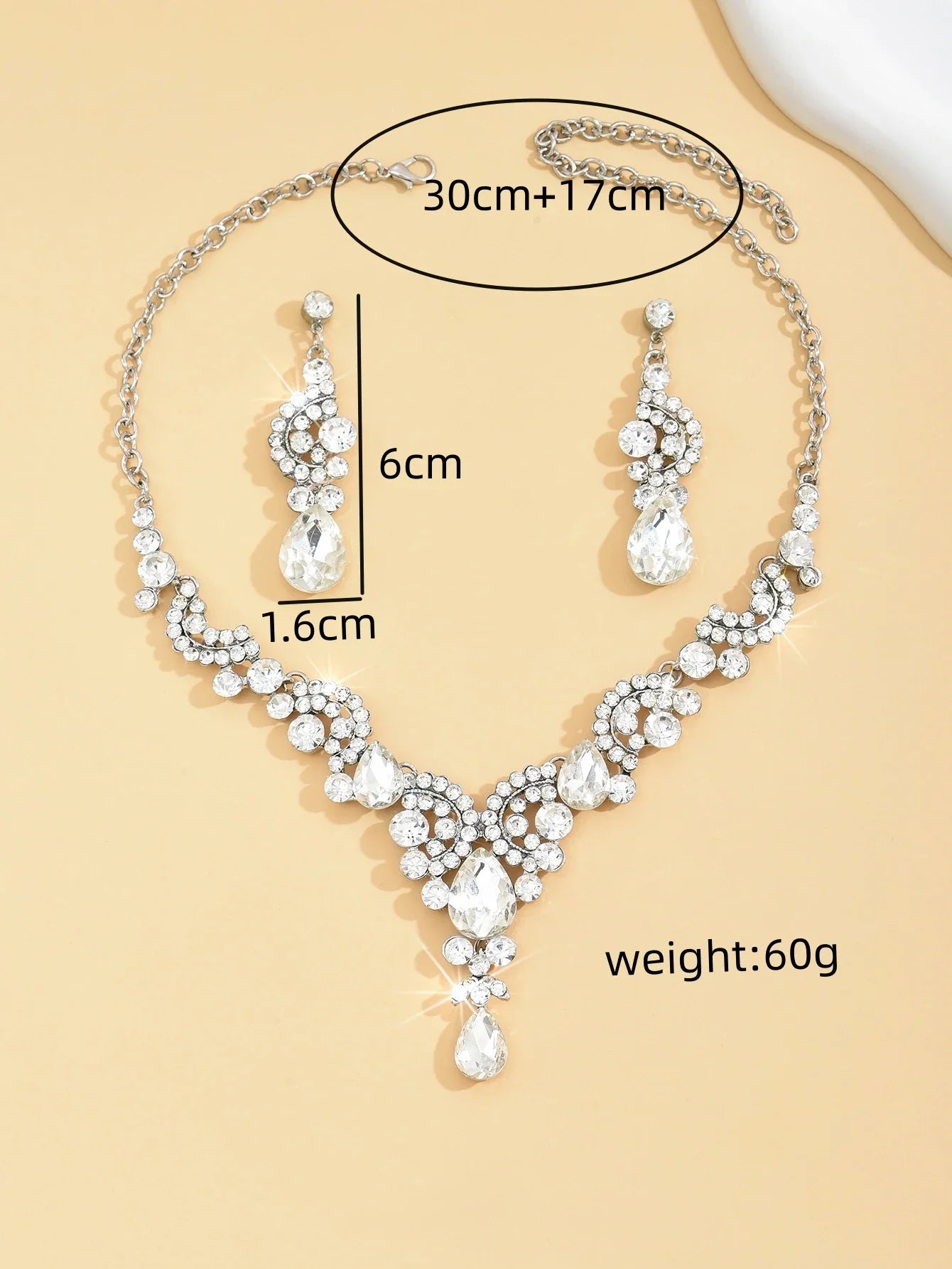 Trendy Droplet Earrings with Necklace Jewelry Set