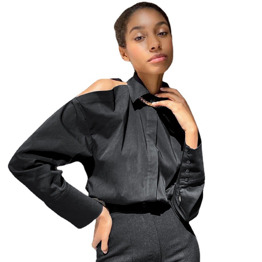 Trendy Off Shoulder Long Sleeve Shirt