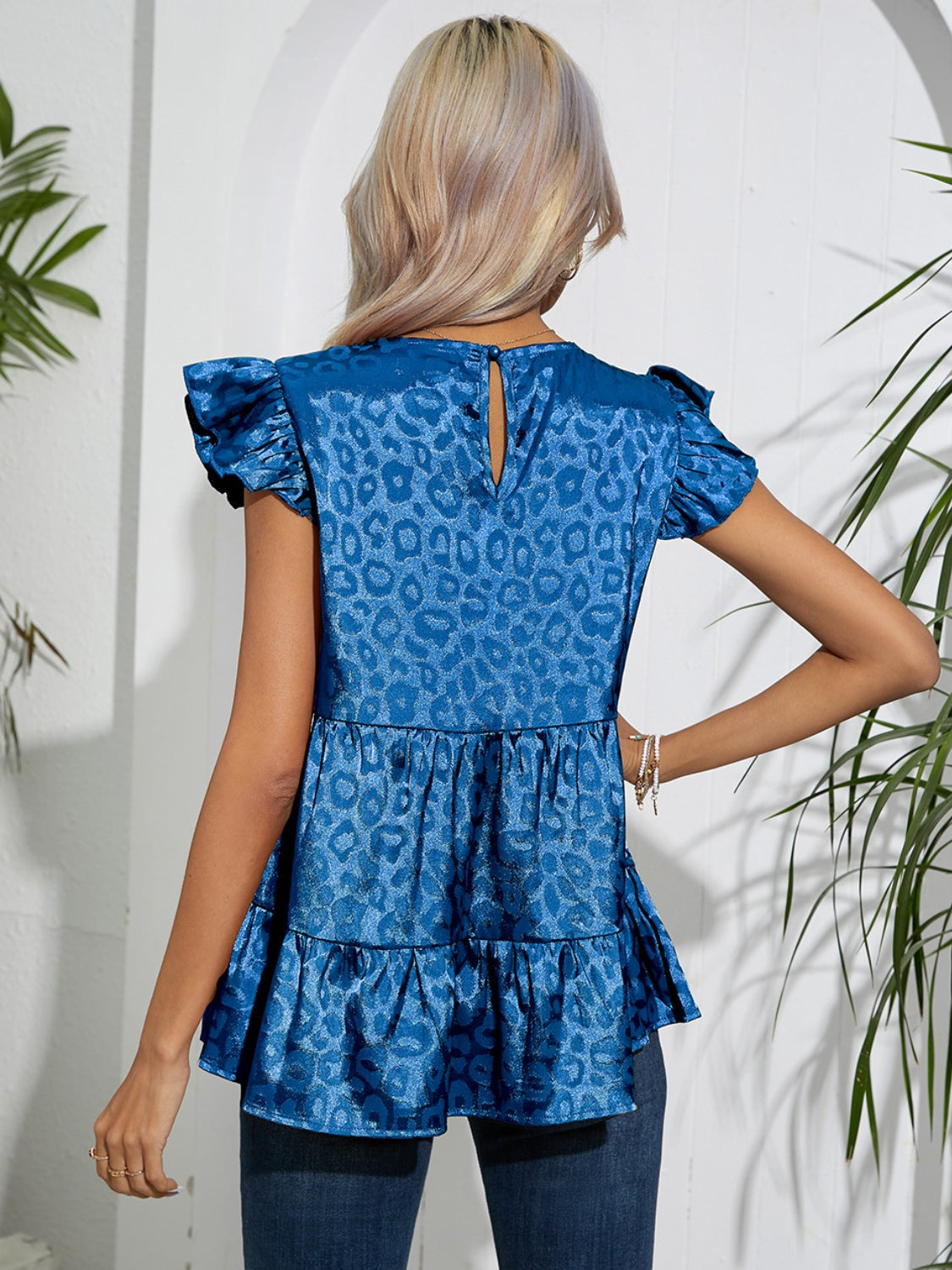 Elegant Ruffled Leopard Blouse