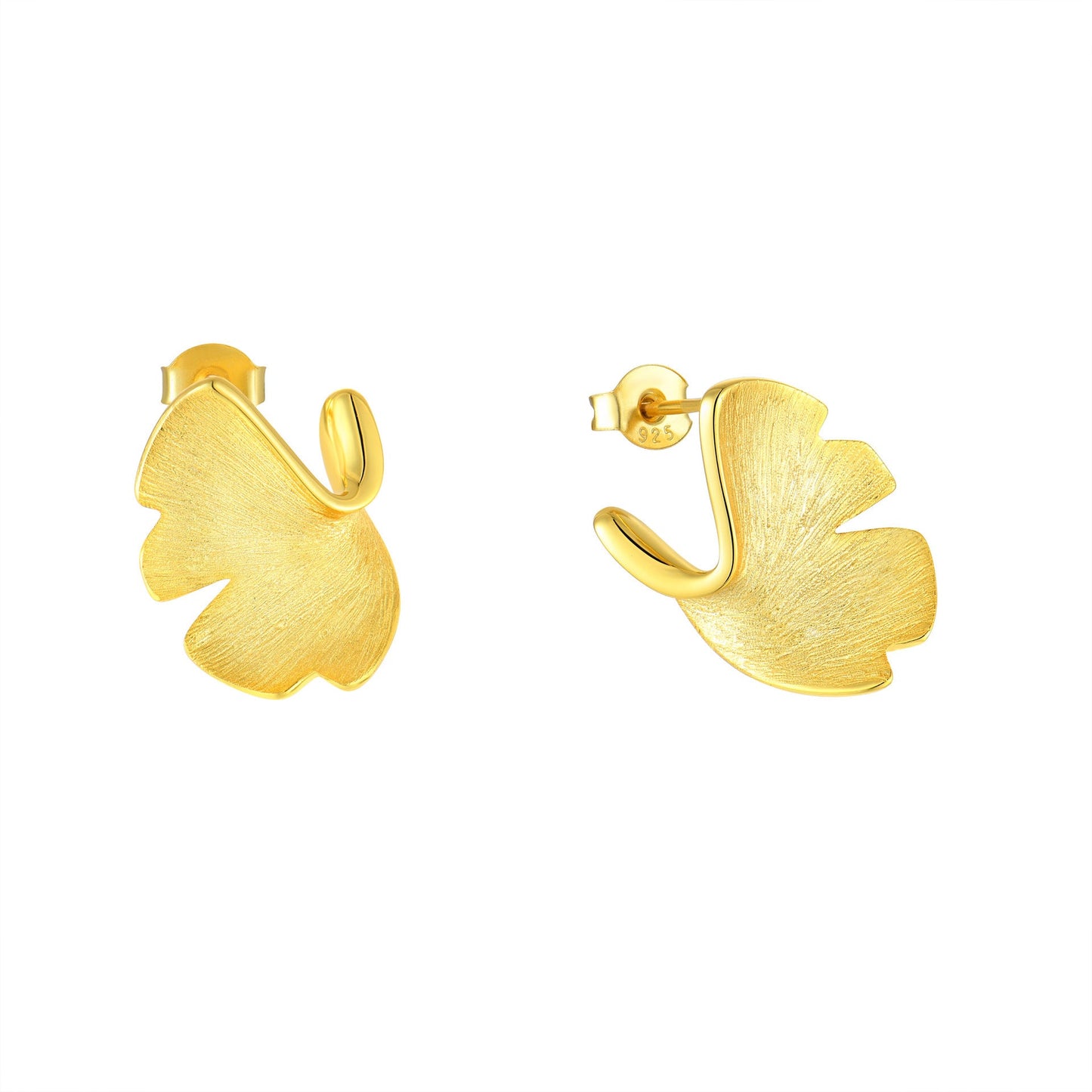 Floral 925 Sterling Silver Earrings Overlaid with 14k Gold.