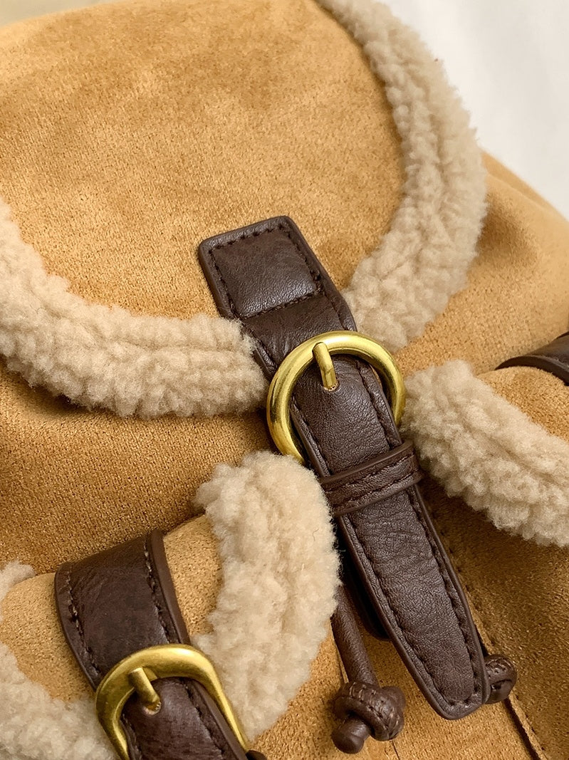 Warm Lamb Wool & Suede Backpack