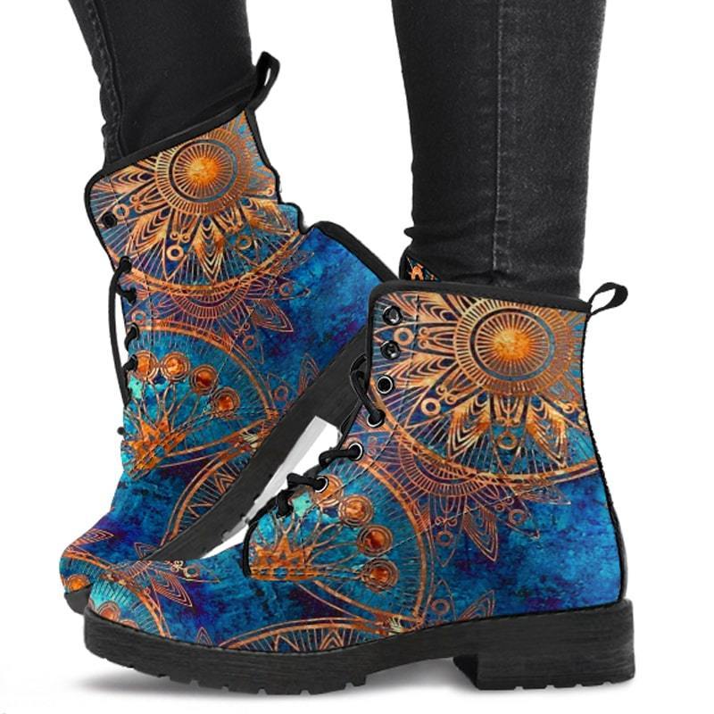 Bohemian Print Lace-Up Martin Boots