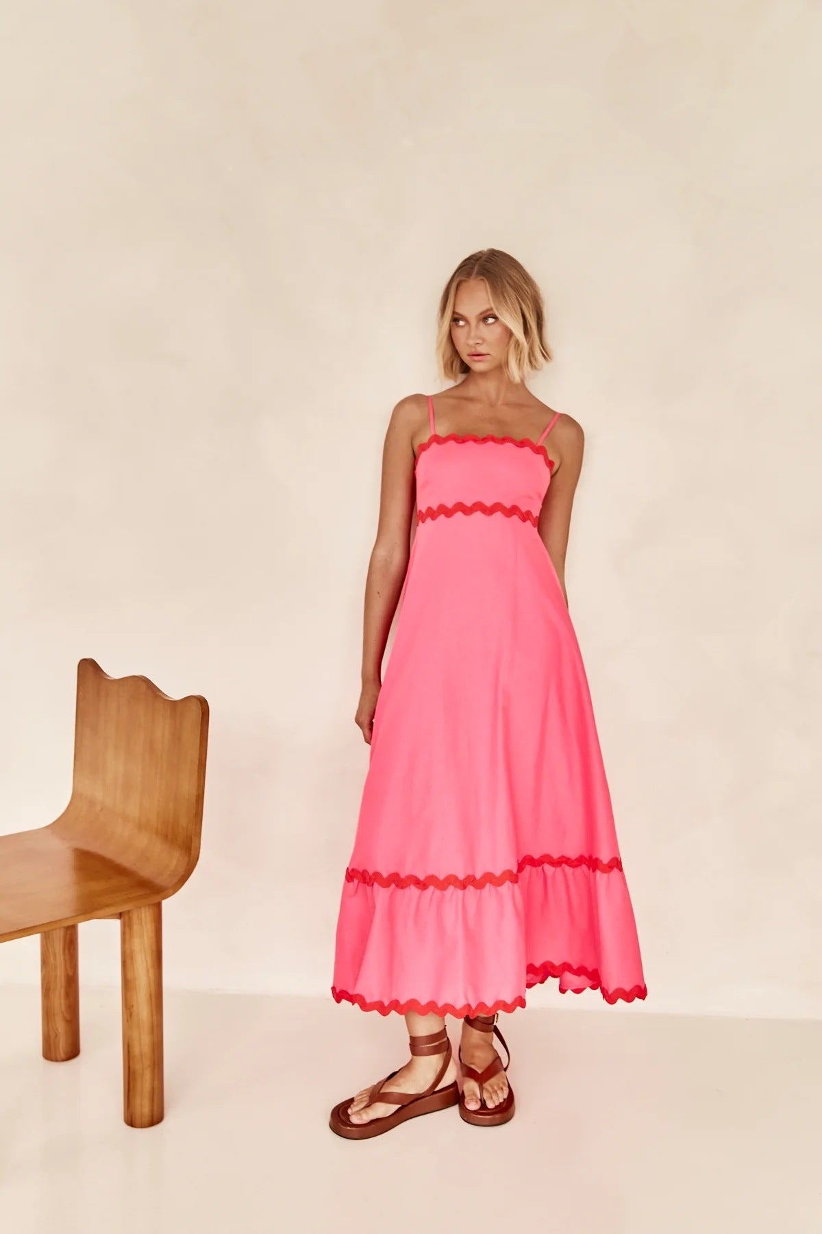 Sandy Shores Solid Color Suspender Long Dress