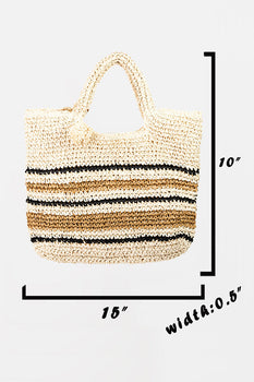 Fame Striped Straw Braided Tote Bag : Women Summer Essentials