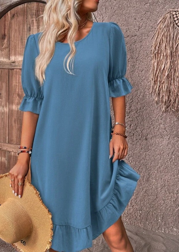 Stylish Ruffle Short-Sleeved Dress