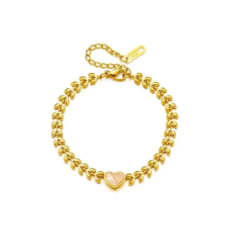 Gold Chain with Sea Shell Charm Gold Bracelet.