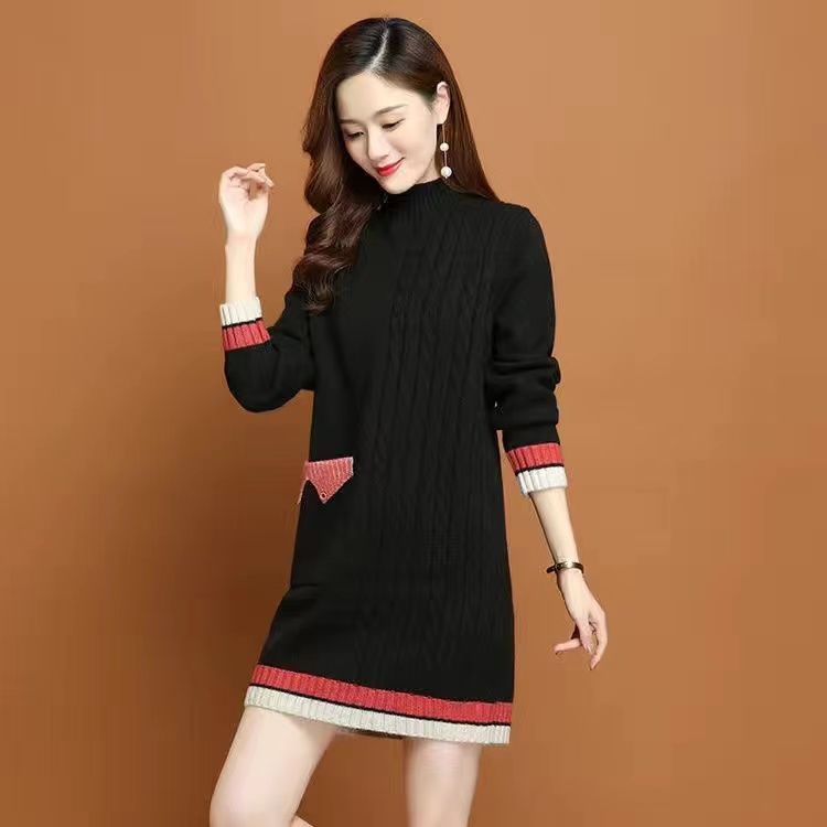 Half Turtleneck Underwear Knitted Dress
