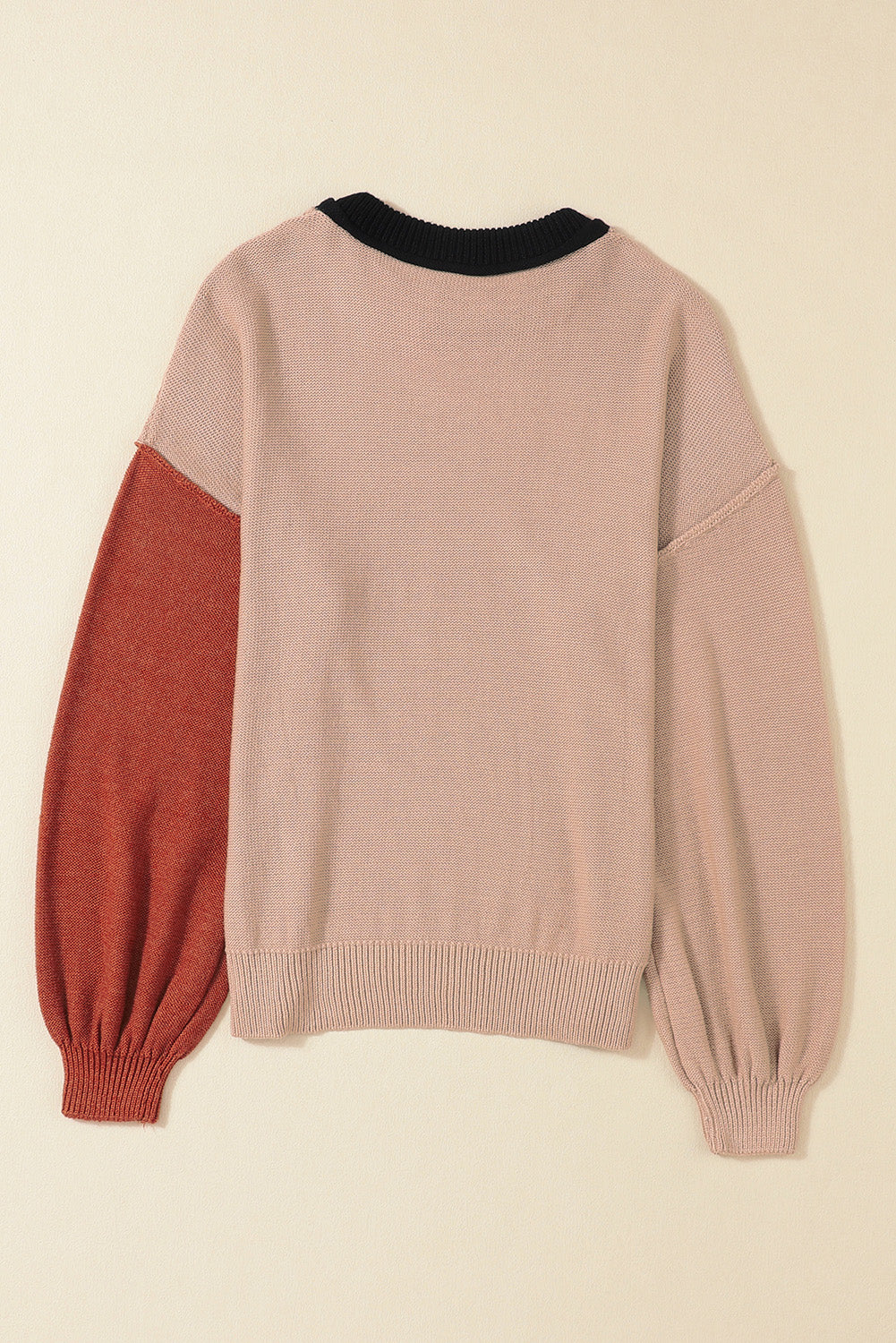 UNIQE Contrast Round Neck Dropped Shoulder Sweater
