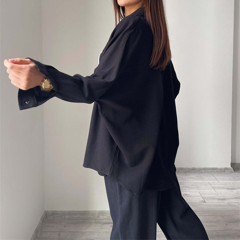 Button Down Shirt with Loose Pants 2 Piece Outfit